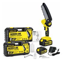 Mini Motosserra Elétrica Compacta Bateria 48V Para Jardim Amarelo 48v 6 Polegadas
