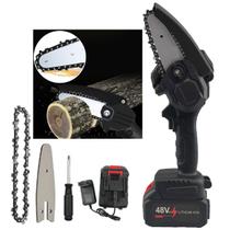 Mini Motosserra Eletrica De Mao 48V Sem Fio Portatil Corta Lenha Galhos Bambu Madeira Jardinagem Podagem Folhas Arvores