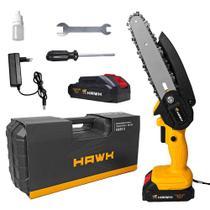 Mini Motosserra Elétrica Hawk HW5011 Bateria Lítio 20V, Portátil