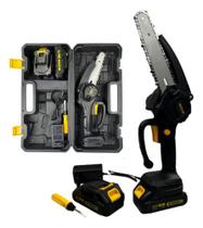 Mini Motosserra Elétrica Portátil Bateria 21V Recarregável Poda galhos BOM-9103