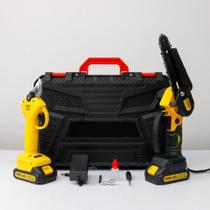 Mini Motosserra elétrica portátil potente,2 Baterias 48V multiuso, carpintaria, serragem de galhos d