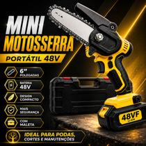 Mini Motosserra Portatil 6 Polegadas Com Maleta 48V Sem Fio Corte Rápido Profissional Poda Arvores Jardim Galhos Mini Motosserra Portatil 6 Polegadas Com Maleta 48V Sem Fio Corte Rápido Profissional Poda Arvores Jardim Galhos