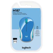 Mini mouse optico wireless m187 azul usb 910-005360 logitech