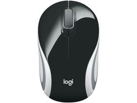 Mini Mouse sem Fio Logitech Laser 1000DPI 3 Botões - M187 Preto