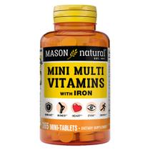Mini multivitaminas MASON NATURAL com ferro, vitaminas A, C, D, E, B1, B2, B3, B6, B12, folato e cálcio para a saúde geral, fornecimento de 1 ano Mini multivitaminas MASON NATURAL com ferro, vitaminas A, C, D, E, B1, B2, B3, B6, B12, folato e cálcio para a saúde geral, fornecimento de 1 ano
