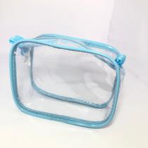 Mini necessaire transparente e azul (comp)