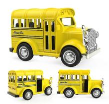 Mini ônibus de liga leve de brinquedo e ônibus escolar Sliding Pull Back