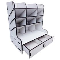 Mini Organizador Escritório 12 Divisórias 1 Gaveta 22x15x25,5 Mdf Madeira Pintado