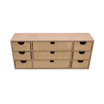 Mini Organizador Retangular 9 Gavetas 39x9x16 Mdf Madeira Mini Organizador Retangular 9 Gavetas 39x9x16 Mdf Madeira