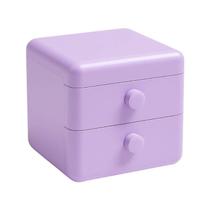Mini Organizador Roxo 09cm x 09cm Multifuncional com 02 Gavetas para Armazenamento Joias e Objetos