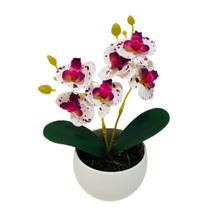 Mini Orquidea com Vaso Acrilico 20cm Planta Artificial Flor - Vai de Tech