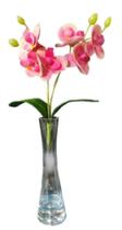 Mini-Orquídea Silicone C/2 Folhas Flor Planta Arranjo 18cm