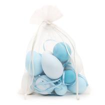 Mini ovos decorativos de galinha e codorna 16 peças sortido azul e branco