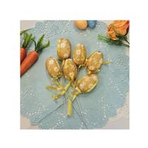 Mini Ovos Decorativos em Tecido Dourado Pascoa 6 Un