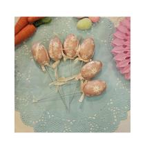 Mini Ovos Decorativos em Tecido Rosa Pascoa C/6 UN