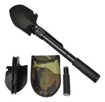 Mini Pá Dobrável P/ Camping Multifuncional 5 Em 1 C/extensor Cor Preto