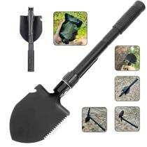 Mini Pá Sobrevivência Multifuncional dobrável de Aço Carbono Portátil com Bússola e Bolsa de nylon Camping Jardinagem