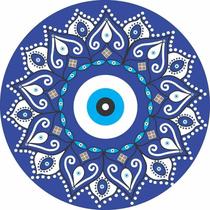 Mini Painel 50x50cm Redondo de Festa Tema Olho Grego Sorte Azul Infanti Criança