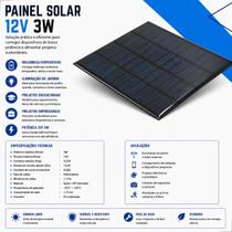 Mini Painel Placa Energia Solar Fotovoltaica 12v 3w 250ma