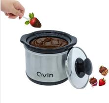 Mini panela elétrica de cozimento lento Qvin 0,65 qt em aço inoxidável para fondue