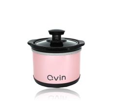 Mini panela elétrica de cozimento lento Qvin 0,65 qt rosa em aço inoxidável Mini panela elétrica de cozimento lento Qvin 0,65 qt rosa em aço inoxidável