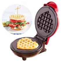 Mini Panela Elétrica De Waffles Formato de Coração Amor Antiaderente