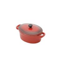 Mini panela oval porcelana, com tampa - Vermelha Mini panela oval porcelana, com tampa - Vermelha