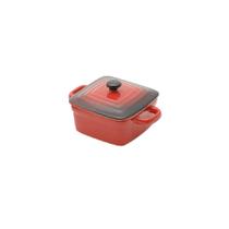 Mini panela Quadrada porcelana, com tampa - Vermelha Mini panela Quadrada porcelana, com tampa - Vermelha