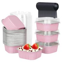Mini panelas de bolo LNYZQUS 300 ml com tampas, pacote com 40 folhas de alumínio Mini panelas de bolo LNYZQUS 300 ml com tampas, pacote com 40 folhas de alumínio