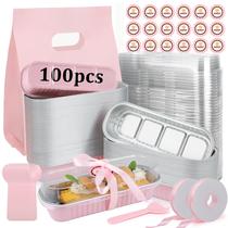 Mini panelas de pão OCePor, pacote com 100 tampas e colheres, 200 ml de alumínio