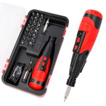 Mini Parafusadeira Elétrica 28 em 1 Recarregável USB, Leve e Sem Fio com Bits de Precisão, Haste Mag
