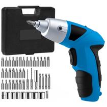 Mini Parafusadeira Elétrica Recarregável C/ 49 Peças Maleta Kit Completo Led Carregamento Tipo C Portátil Ferramenta