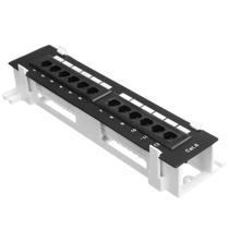 Mini Patch Panel Cat6 12 Portas para Mesa ou Parede - SOLUCAO