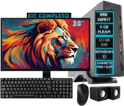 Mini Pc Home Office Computador Cpu Desktop Completo Intel Core I7 8GB SSD 120GB Monitor HDMI 20' DC