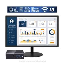 Mini pc tob i5-5200u com 8gb de memória ssd 1tb e wifi + monitor 19