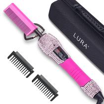 Mini Pente Elétrico LURA Rosa para Alisar Cabelo e Perucas
