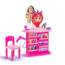 Mini Penteadeira Infantil Meg c/ Cadeira e muitos Acessorios