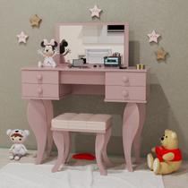 Mini Penteadeira Infantil Rose Para Menina com Banqueta