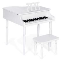 Mini Piano de Cauda para Crianças com Banco - Branco