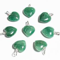 Mini Pingente Coração em Quartzo Verde Natural com Prata 950 - 15mm - Atacado