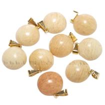 Mini Pingente Disco de Amazonita Pêssego com Montagem em Pino Prateado - Atacado