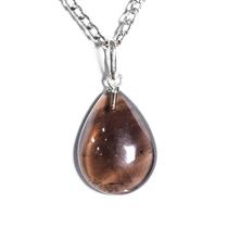 Mini Pingente Gota Pedra Quartzo Fume Natural 22mm Prata 950