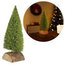 Mini Pinheiro de Mesa com Base em Tronco de Madeira Rústico 24cm Modelo Premium Realista Mini Pinheiro de Mesa com Base em Tronco de Madeira Rústico 24cm Modelo Premium Realista