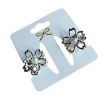 Mini Piranha de Cabelo Flor com Pérola Kit com 2 Unidades