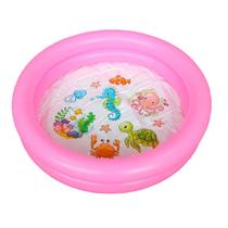 Mini Piscina Banheira Infantil 40 Litros Fundo Do Mar Rosa Inflável e Resistente