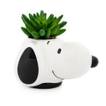 Mini Planter Peanuts Snoopy Face Ceramic com suculenta artificial