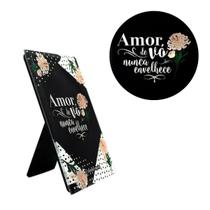 Mini Plaquinha Retrato de Vidro Amor de Vó Nunca Envelhece