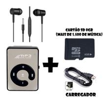 Mini Player Portátil Mp3 +Cabo+FONE+Cartão SD 8GB (cabem quase 2k de música)