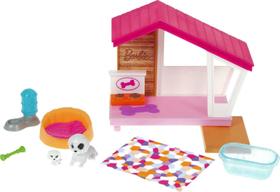 Mini Playset Barbie com 2 cachorros de estimação, casinha de cachorro e acessórios