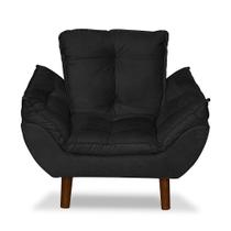 Mini Poltrona Cadeira Infantil de Criança Suede Preto Pés Palito Mini Poltrona Cadeira Infantil de Criança Suede Preto Pés Palito